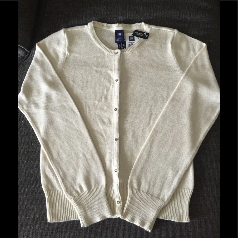 GAP Cardigan Sweater *Velvet Trim Rhinestone Buttons